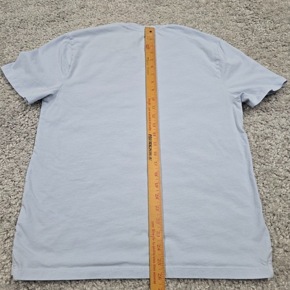 Vince Shirt Mens Medium Blue V-Neck Garment Dye Pullover Short Sleeve Minimal - Picture 10 of 11